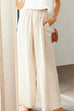 Meridress Elastic Waist Pocketed Wide Leg Cotton Linen Pants