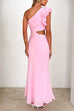 Meridress Frill One Shoulder Sleeveless Cut Out Maxi Dress