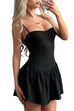 Meridress Spaghetti Strap Corset Ruffle Mini Dress