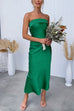 Meridress Backless Tube Top Solid Satin Maxi Party Dress