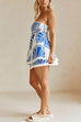 Meridress Seashell Print Strapless Ruffle Tube Top and Wrap Mini Skort Set