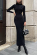 Meridress Mockneck Long Sleeves Bodycon Knit Maxi Dress