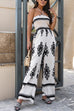 Meridress Halter Smocked Tube Wide Leg Printed Jumpsuit