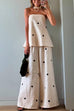 Meridress Polka Dot Strapless Top and Wide Leg Palazzo Pants Set