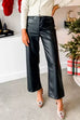 Meridress One Button Straight Leg Faux Leather Pants