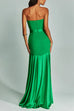 Meridress Mesh V Neck Strapless Splice Flare Maxi Party Dress