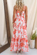 Back Lace-up Floral Print Ruffle Maxi Cami Dress