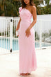 Meridress Frill One Shoulder Cut Out Waist Maxi Dress