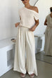 Meridress Elastic Waist Pocketed Wide Leg Cotton Linen Pants