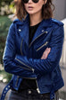 Meridress Vintage Lapel Zip Up Faux Leather Moto Jacket