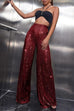 Meridress Sparkly Elastic Waist Wide Leg Sequin Pants