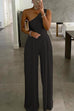 Meridress One Shoulder Sleeveless Maxi Wide Leg Jumpsuit