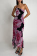 Meridress One Shoulder Cut Out Floral Print Maxi Cami Dress