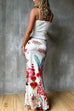 Floral Print Satin Bodycon Maxi Skirt