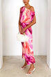 One Shoulder Waisted Tie Dye Maxi Vacation Dress