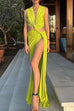 Meridress V Neck Knot Front Cut Out High Slit Sleeveless Maxi Dress