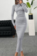 Meridress Elegant Long Sleeves Ruched Bodycon Maxi Dress