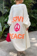 Meridress Open Front Love and Peace Pattern Long Sweater Cardigan(in 5 Colors)