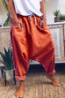 Meridress Solid Drawstring Waist Hippie Harem Pants