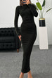 Meridress Elegant Long Sleeves Ruched Bodycon Maxi Dress