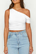 Meridress Asymmetrical Shoulder Ruched Crop Top