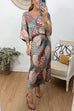 Meridress 3/4 Sleeves Button Up Top and High Waist Maxi Skirt Printed Set