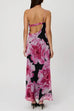 Meridress One Shoulder Cut Out Floral Print Maxi Cami Dress