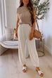 Meridress Mockneck Short Sleeves Top Pocketed Harem Pants Knitting Set