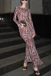 Meridress Boat Neck Bell Sleeves Animal Print Maxi Dress