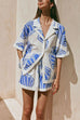 Meridress V Neck Short Sleeves Shirt and Drawstring Waist Shorts Seashell Print Set