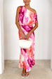 One Shoulder Waisted Tie Dye Maxi Vacation Dress