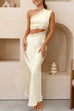 Meridress One Shoulder Lace Trim Cut Out Sleeveless Maxi Dress