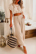 Meridress Drawstring Hem Crop Top Wide Leg Pants Loungewear Set