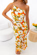 Meridress One Shoulder High Waist Mermaid Floral Cami Dress