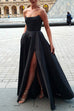 High Slit Strapless Corset A-line Maxi Satin Gown Dress