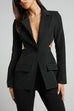 Meridress Lapel Button Down Back Cut Out Blazer