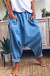 Meridress Solid Drawstring Waist Hippie Harem Pants