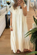 Meridress Cap Sleeves Pocketed Loose Pleated Maxi Dress