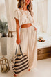 Meridress Drawstring Hem Crop Top Wide Leg Pants Loungewear Set