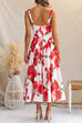 Adjustable Strap Floral Print Swing Midi Dress