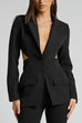 Meridress Lapel Button Down Back Cut Out Blazer