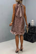 Meridress Halter Sleeveless Feather Hem Sequin Dress