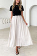 Short Sleeves Color Block Splice Maxi Dress