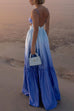 Meridress Backless Cut Out Gradient Tie Dye Ruffle Maxi Cami Dress