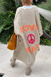 Meridress Open Front Love and Peace Pattern Long Sweater Cardigan(in 5 Colors)