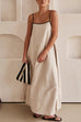 Meridress Adjustable Strap Backless Cotton Linen Maxi Dress