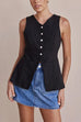 Meridress Single Breasted Pocketed Solid Vest