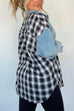 Meridress Button Up Pocketed Plaid Splice Shacket