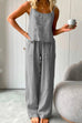 Meridress Cotton Linen Cami Top Wide Leg Pants Loungewear Set