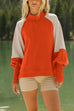 Meridress Mockneck Lantern Sleeves Color Block Sweatshirt